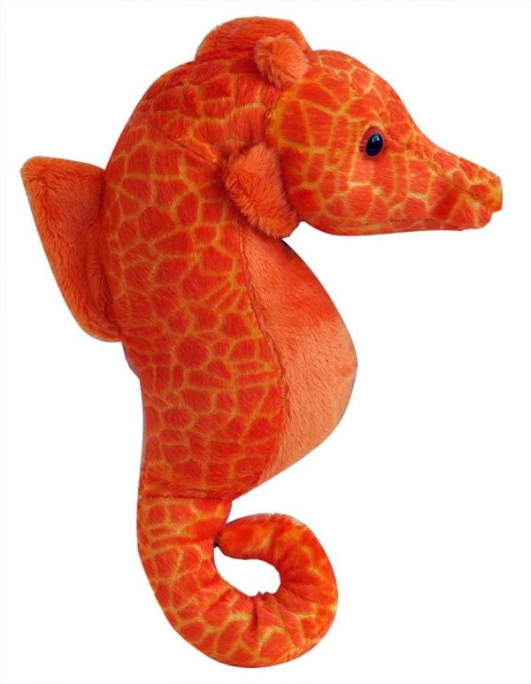 9" Orange Pounce Pal Seahorse Stuffed Plushie