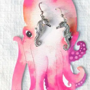 Girls Silver seahorse ear rings