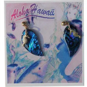 Gold Abalone Seahorse ear rings