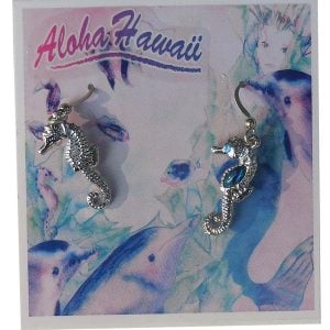 Silver Abalone Shell  Insert Seahorse Ear Rings
