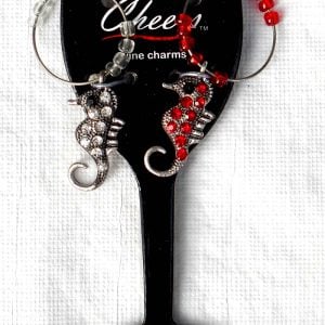 Seahorse Wine Charms - Red & White