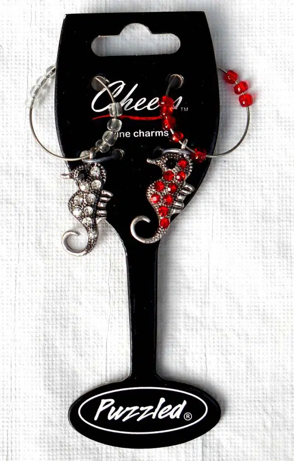 Seahorse Wine Charms - Red & White