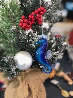 Blue Seahorse Large Ornament